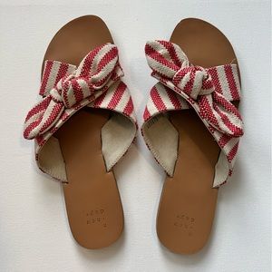 A New Day Red and White Striped Slip On Slide Sandals